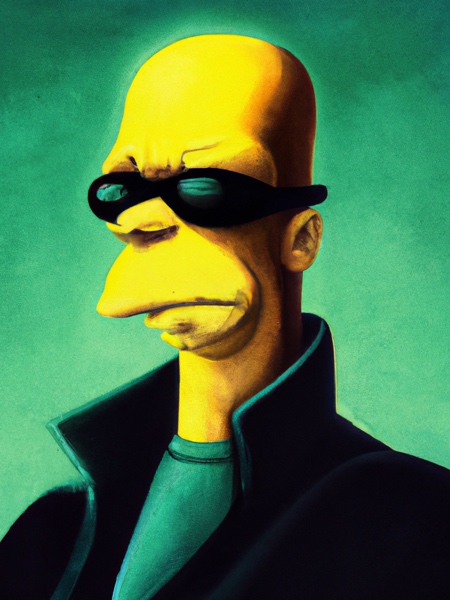 Homer Simpson as Neo in The Matrix