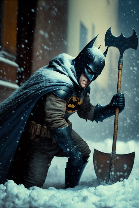 Batman Shoveling Snow
