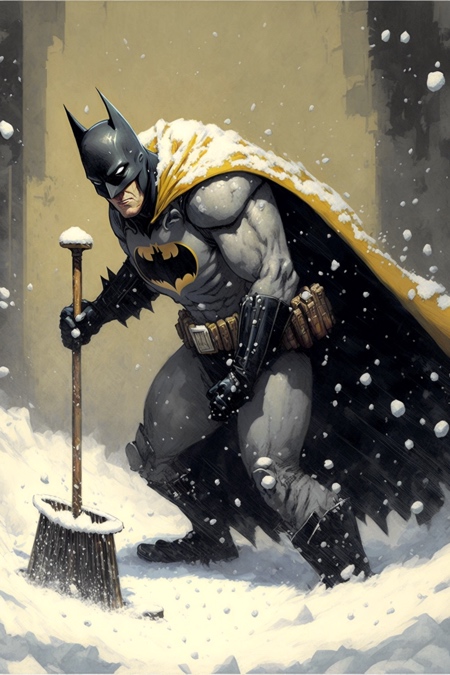 Dark Knight Shovels Snow
