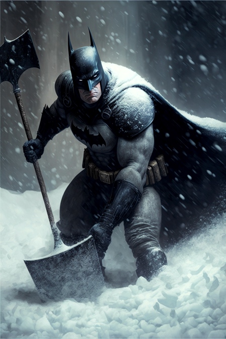 Dark Knight Shoveling Snow