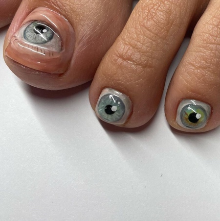 Realistic Eye Toenail Art