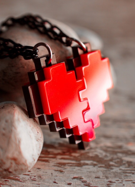 Pixelated Heart Necklace