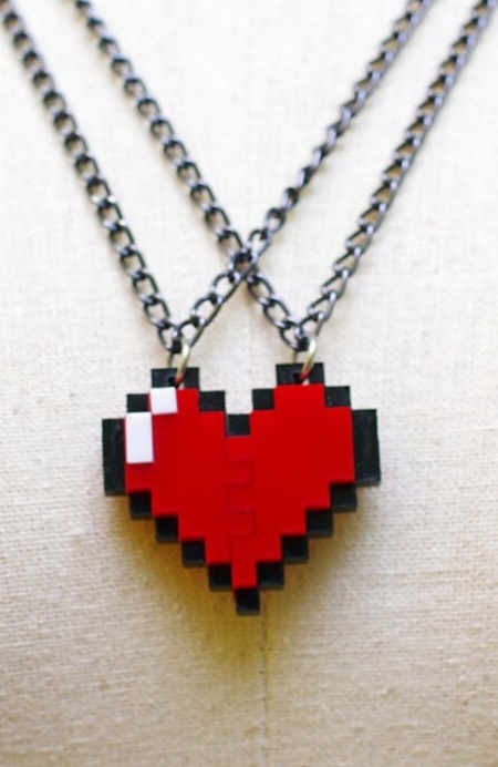 Pixel Heart Pendant Necklace