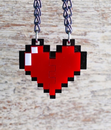 Video Game Heart Necklace