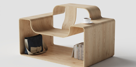 Bookshelf Armchair Desk