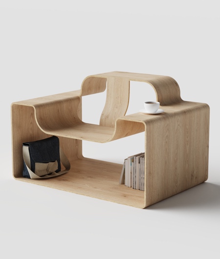 SUNRIU Bookshelf Armchair Desk