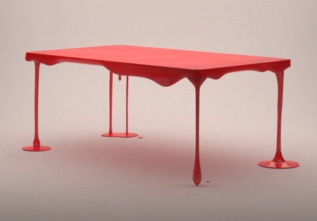 Red Paint Table