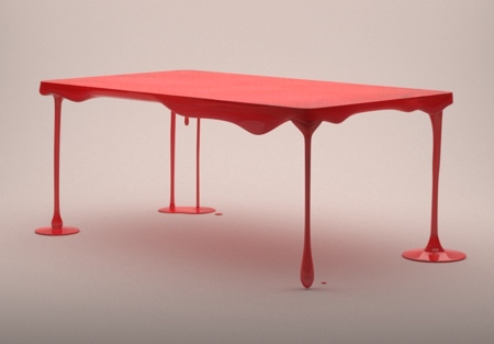 Red Paint Table