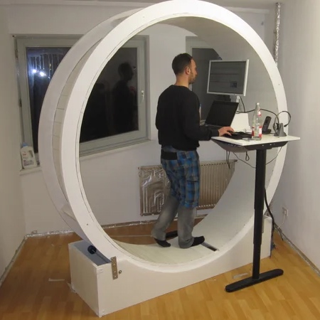 Hamster Wheel Standing Desk by Robb Godshaw