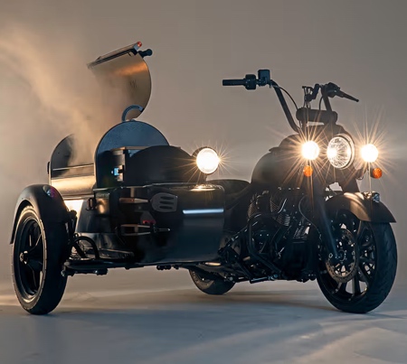 Motorcycle with BBQ Grill Sidecar