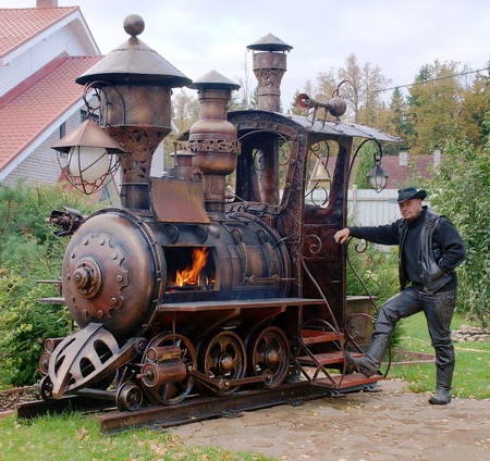 Steampunk Locomotive BBQ Grill