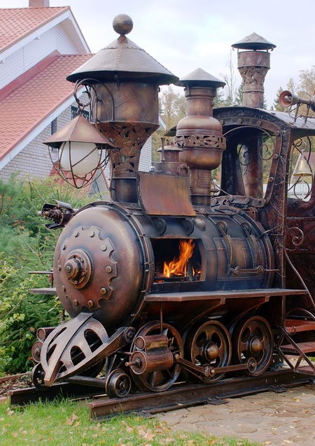 Steampunk Train Barbecue Grill