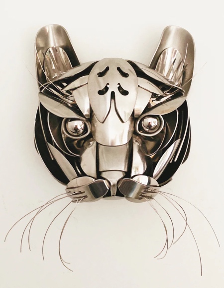 Cat Head Made of Utensils