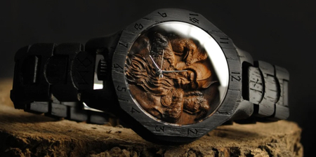 Carved Wooden Viking Watch