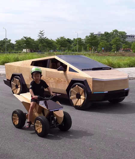 Wooden Tesla Cybertruck by ND Woodworking Art