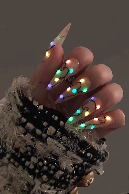 Christmas Lights Nails