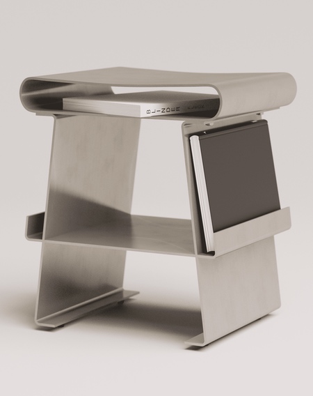 Bookcase Stool with Shelves
