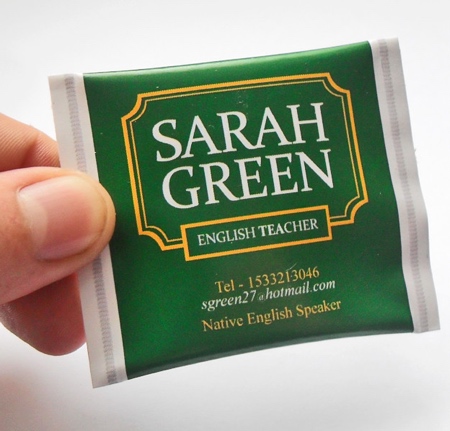 Sarah Green Tea Bag Business Card