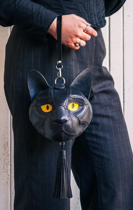 Leather Cat Head Handbag